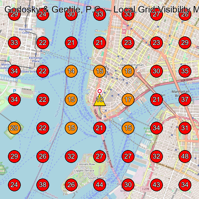 Godosky & Gentile, P.C. GeoGrid visibility map for Personal Injury Attorney in New York
